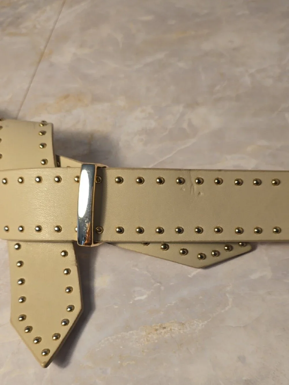 Torrid Beige Studded Cinch Elastic Waist Belt - Size 1